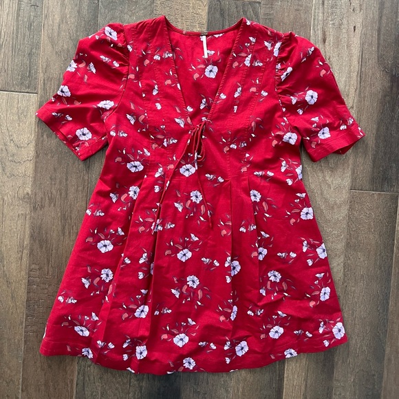 Free People Adelle Floral Red Tunic Dress - Picture 6 of 6